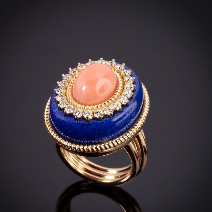 Goccia Di Mare, Anello con pietre dure e diamanti